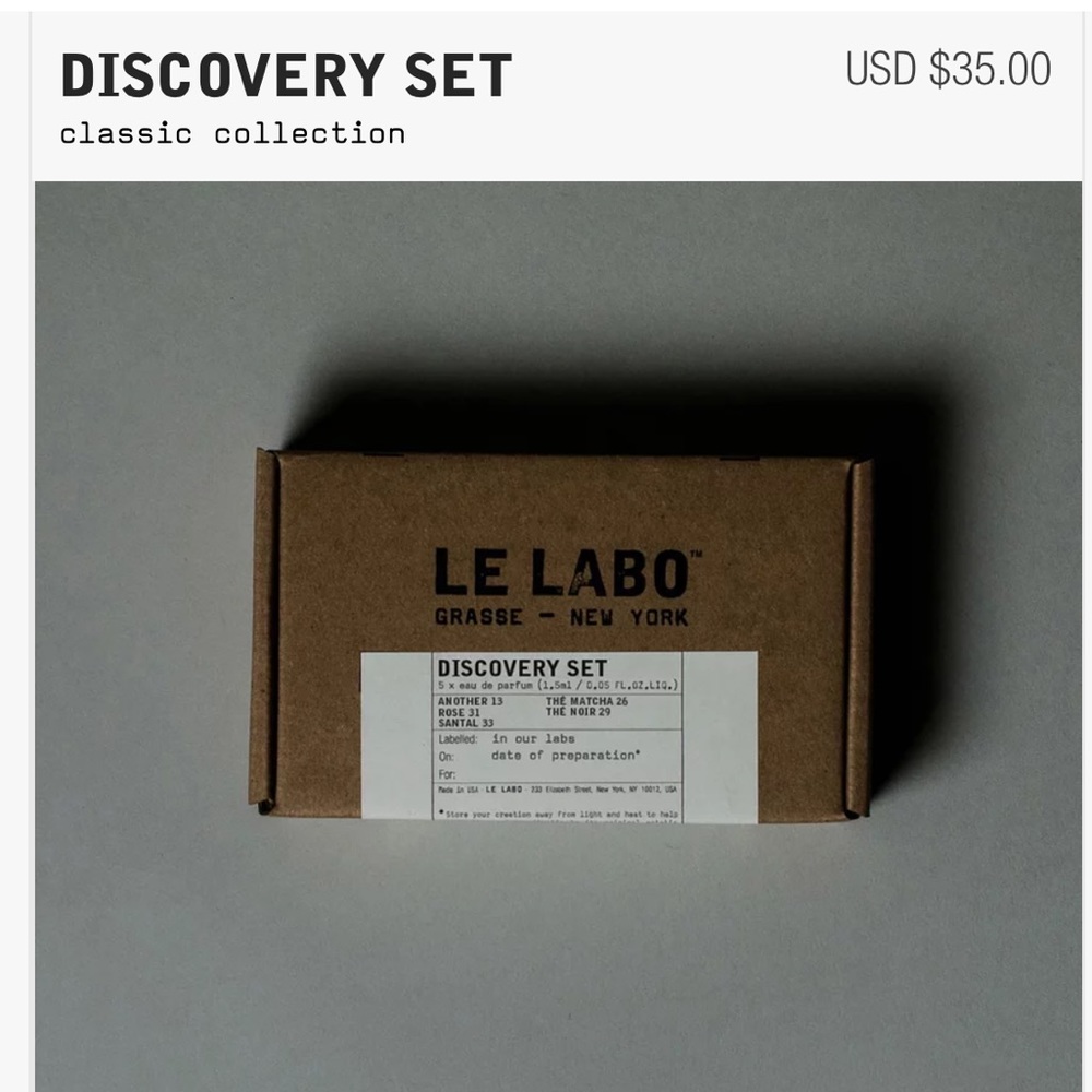 Le Labo classic discovery sample set